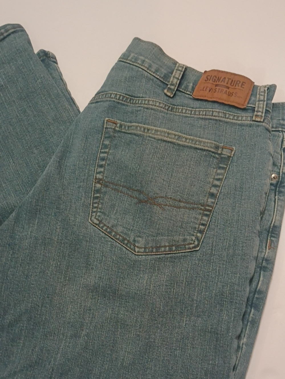 Signature by Levi Strauss Relaxed Fit Men's Teal-Blue Jeansb W38 L29